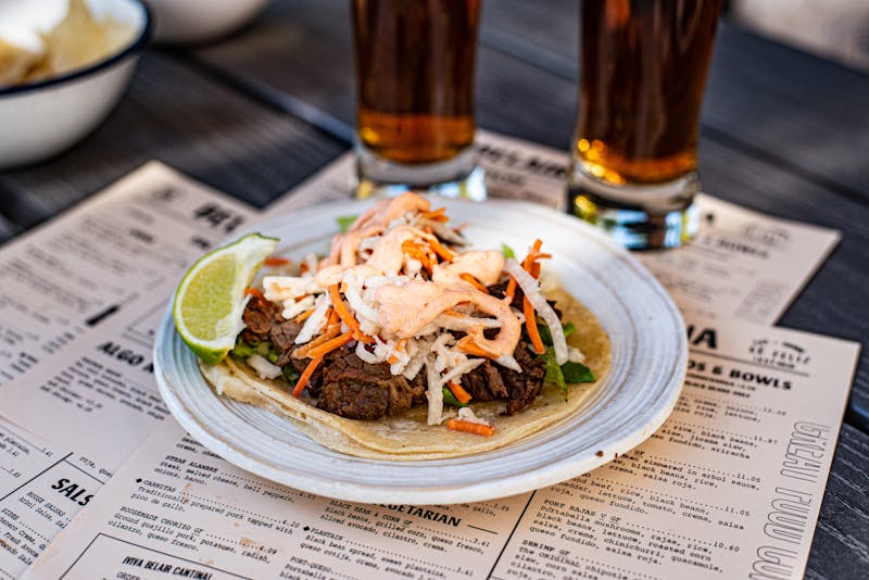 Baja Fish Taco with coleslaw and lime crema
