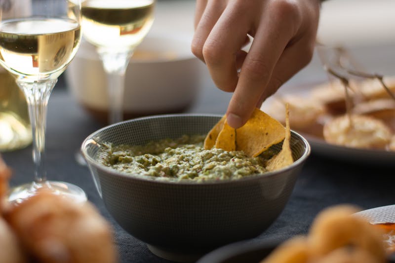 Guacamole and chips appetizer