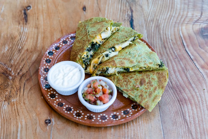 Cheese Quesadilla with melted cheddar and salsa